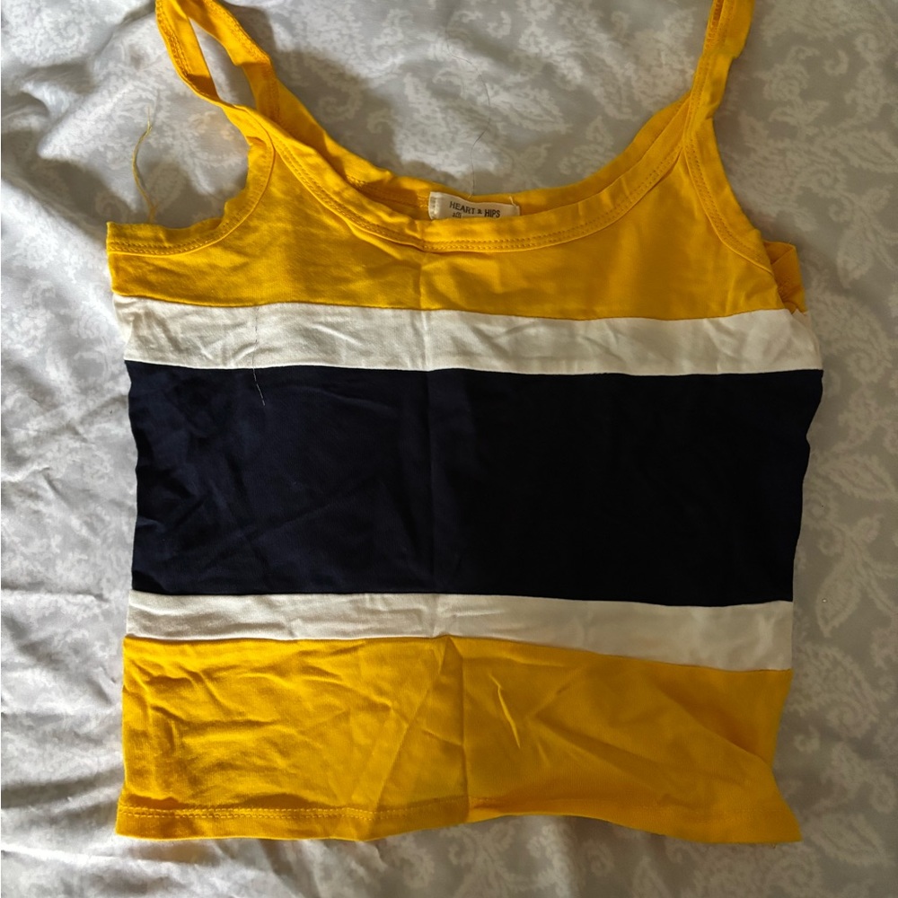 Heart Hips Gold and White Fitted Crop Tank Top